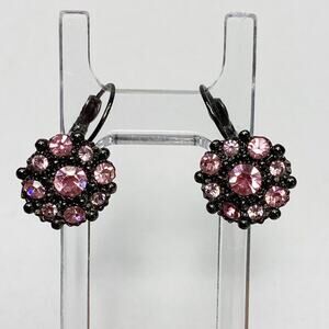 Short Dangle Pink Rhinestone Earrings